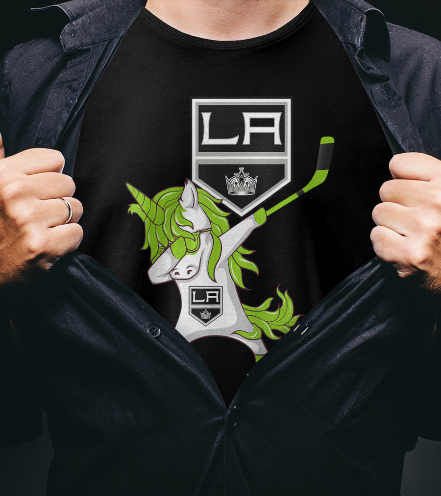 St Patrick Day Dabbing Unicorn Hockey Los Angeles Kings T-Shirt