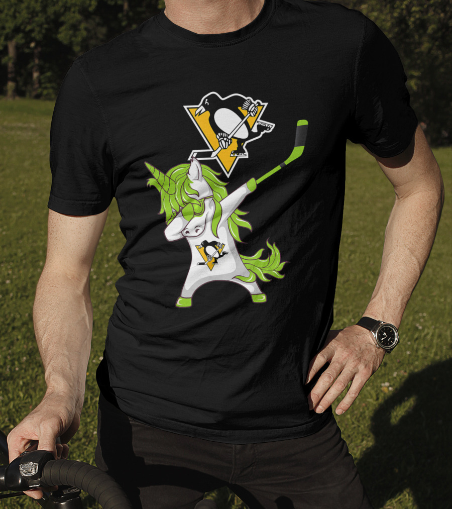 St Patrick Day Dabbing Unicorn Pittsburgh Penguins Hockey T-Shirt