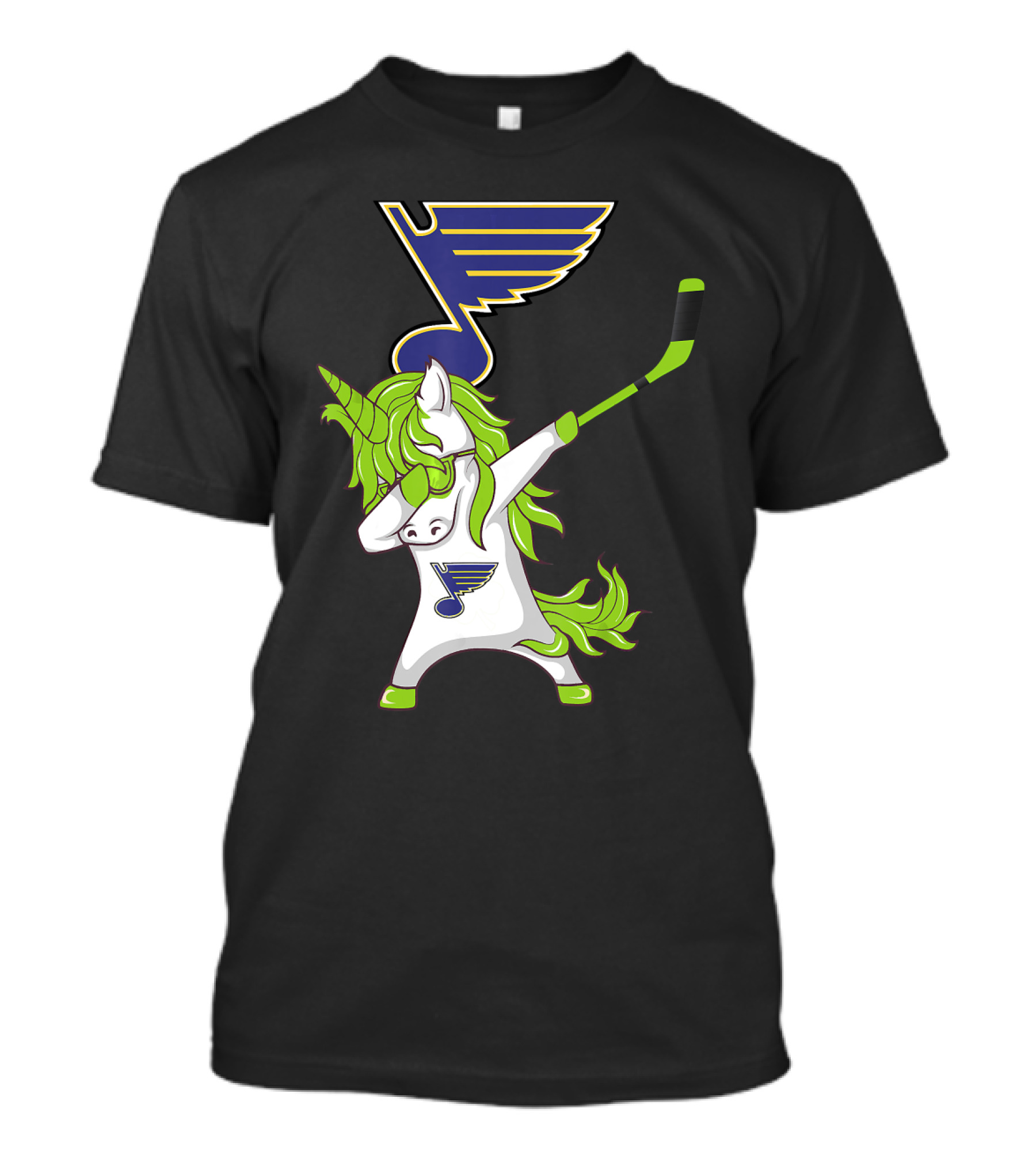 St Patrick Day Dabbing Unicorn Hockey Stick St Louis Blues T-Shirt