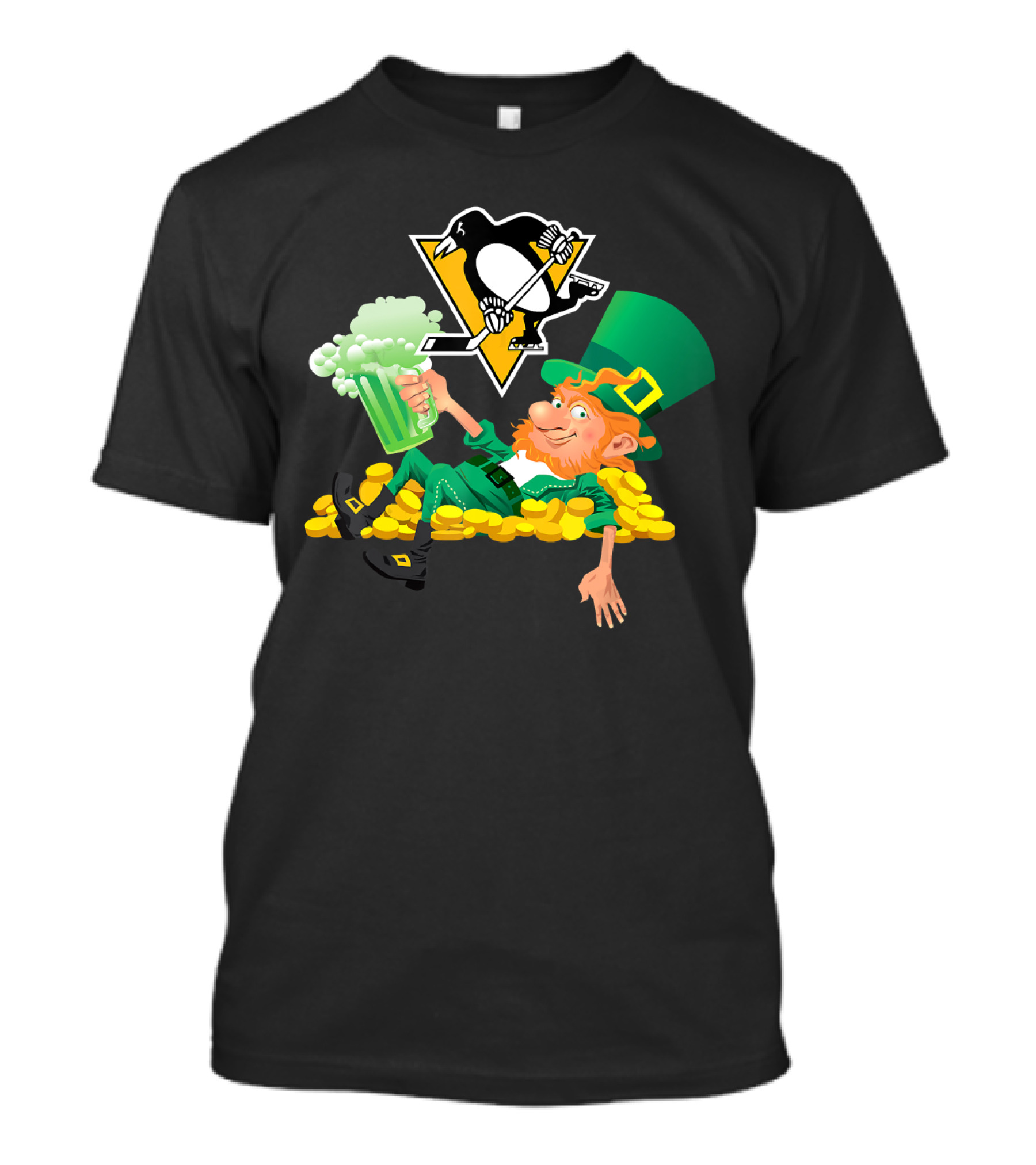 St Patrick's Day Lucky Leprechaun Pittsburgh Penguins Hockey Fan Gear T-Shirt