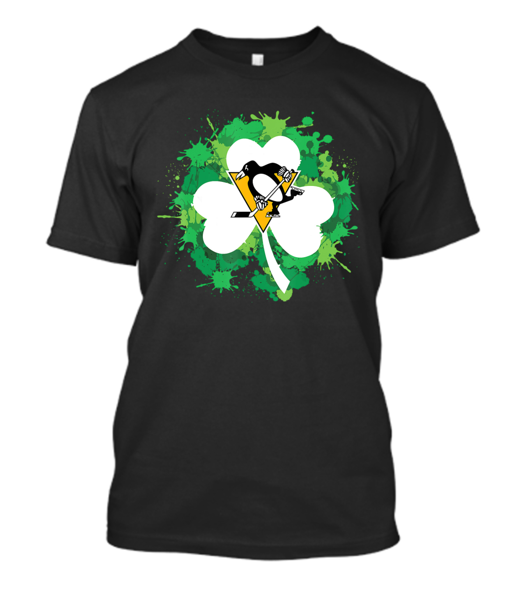 St Patrick Day Shamrock Splash Pittsburgh Penguins Hockey T-Shirt