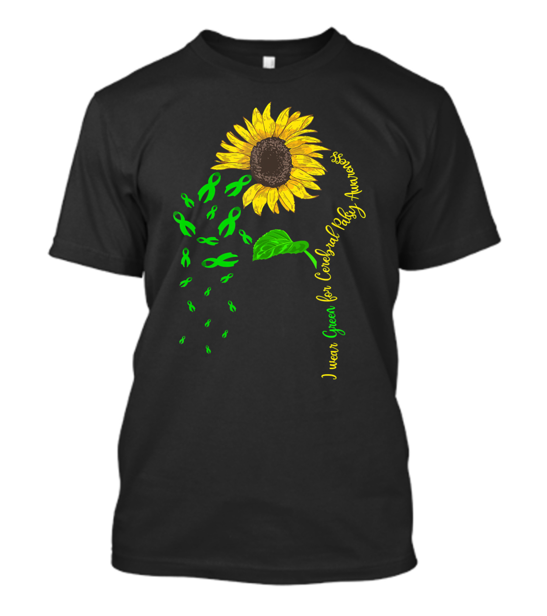 I Wear Green For Cerebral Palsy Awareness Sunflower T-Shirt