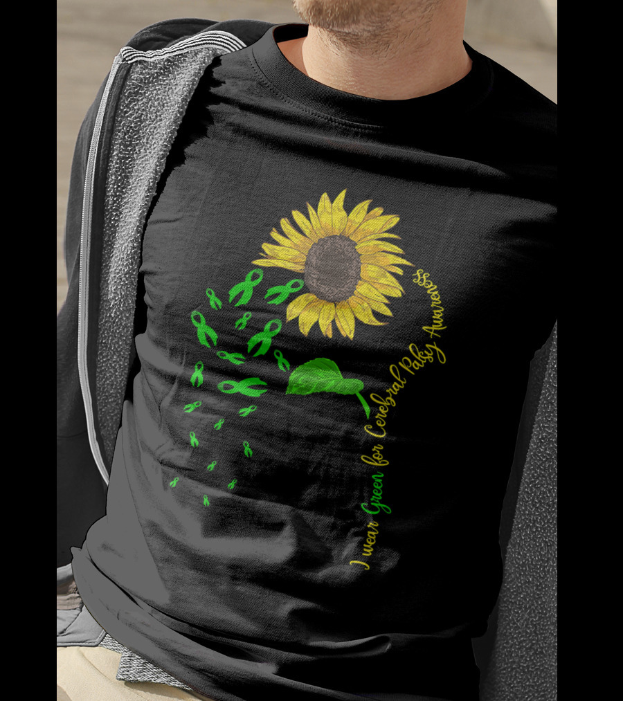 I Wear Green For Cerebral Palsy Awareness Sunflower T-Shirt