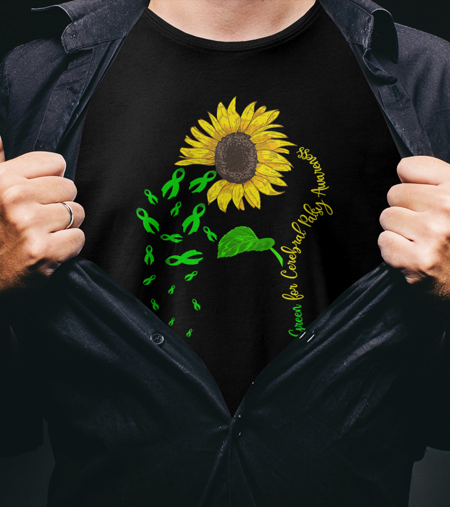 I Wear Green For Cerebral Palsy Awareness Sunflower T-Shirt