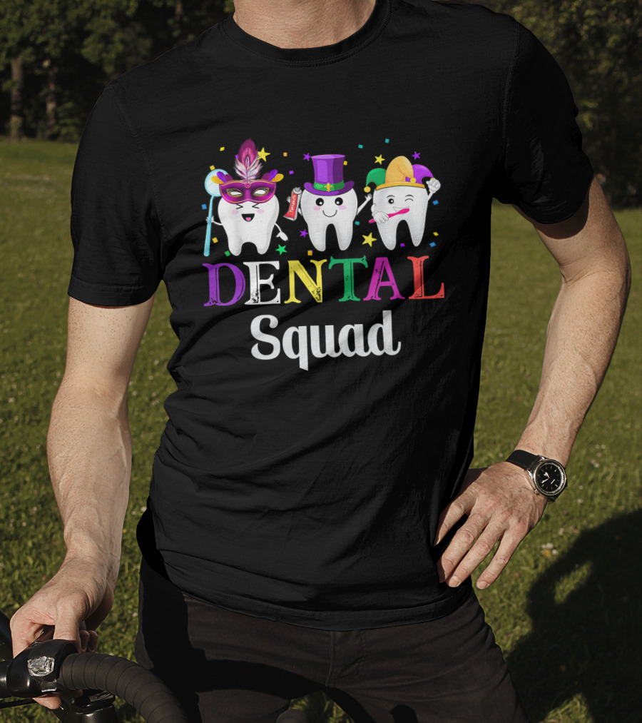 Dental Squad Dental Assistant Tooth Mardi Gras T-Shirt