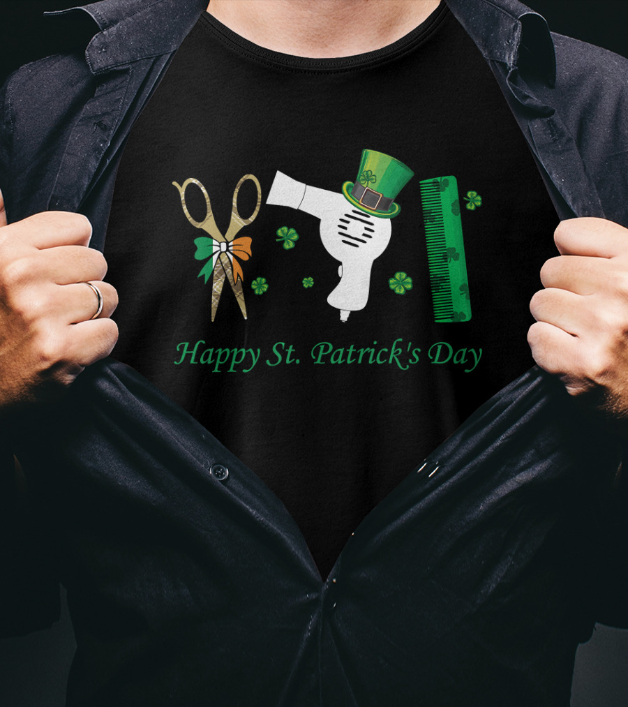 Happy St. Patrick's Day Hairdresser Hair Stylist Shamrock T-Shirt
