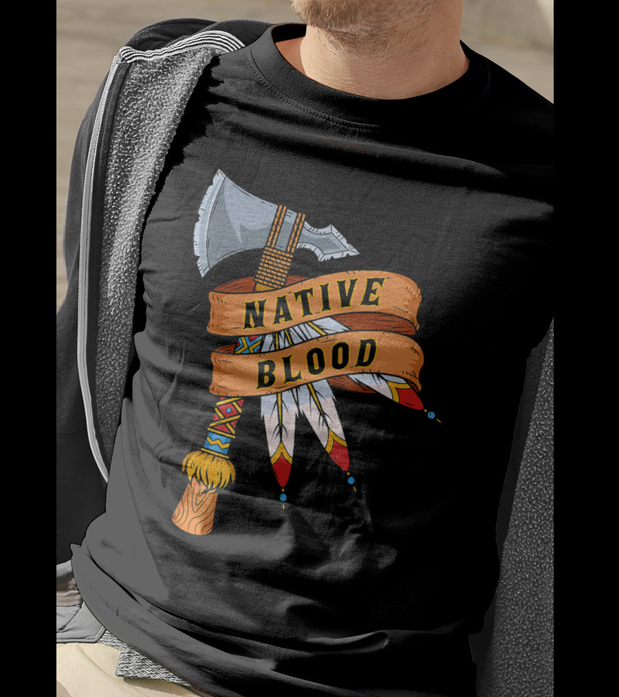 Native Blood Tribal Tomahawk Pride T-Shirt