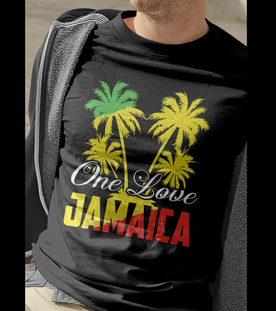 One Love Jamaica Vacation Reggae Music Palm Trees T-Shirt