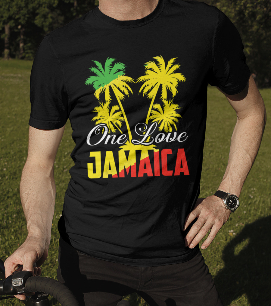 One Love Jamaica Vacation Reggae Music Palm Trees T-Shirt