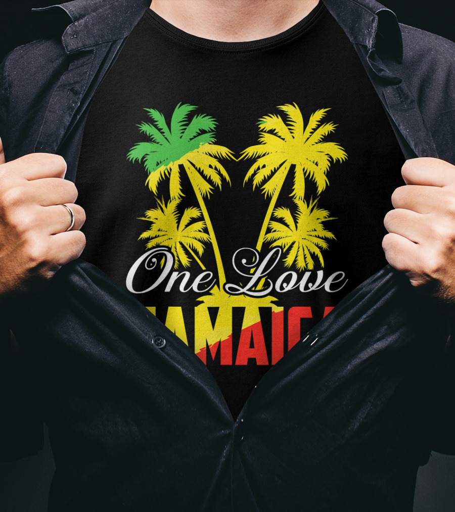 One Love Jamaica Vacation Reggae Music Palm Trees T-Shirt