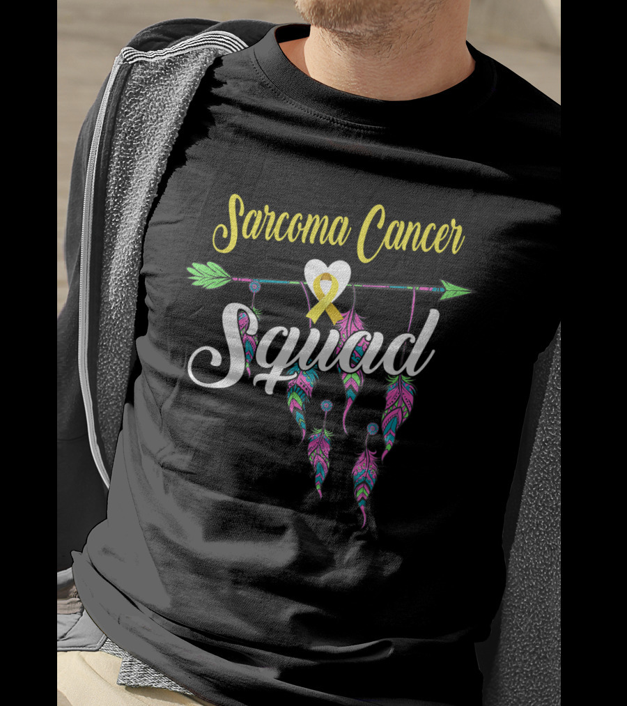 Sarcoma Cancer Squad Yellow Ribbon Dreamcatcher T-Shirt