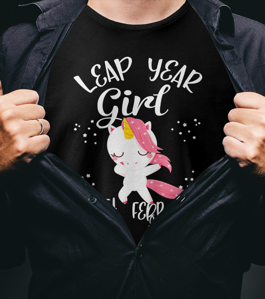 Leap Year Girl 29Th February Birthday Unicorn T-Shirt