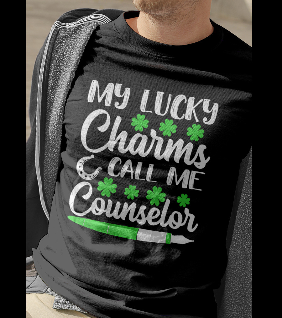 My Lucky Charms Call Me Counselor St Patricks Shamrocks Horseshoe T-Shirt