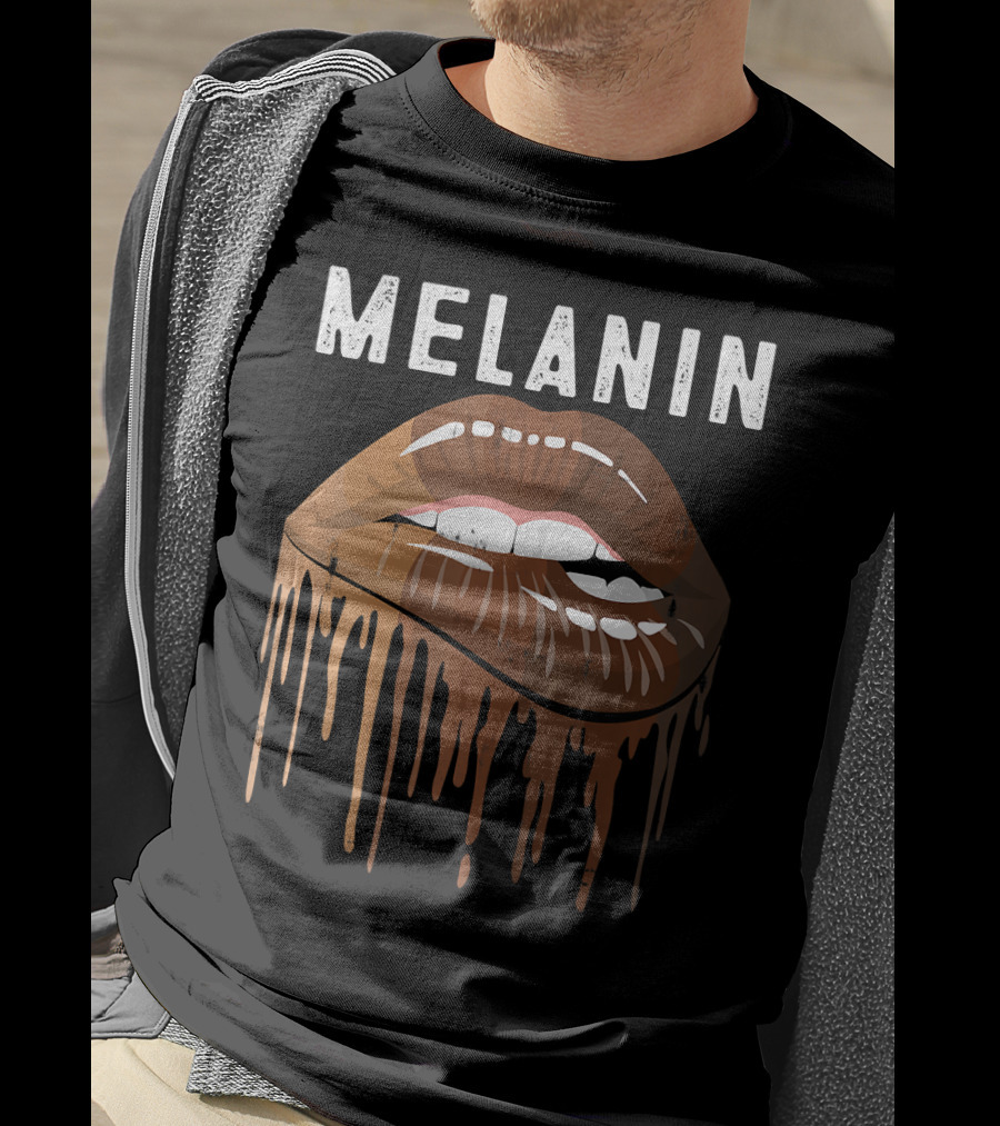 Melanin Dripping Lips Art Black History African American Pride T-Shirt
