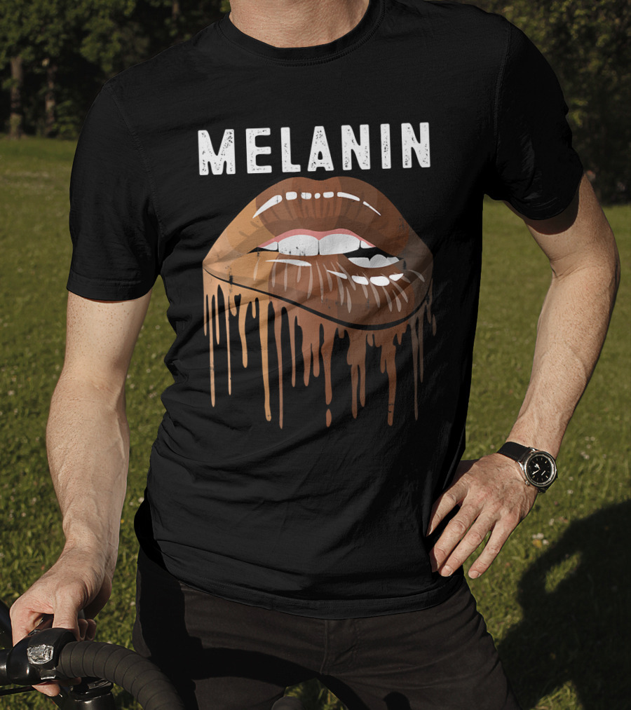 Melanin Dripping Lips Art Black History African American Pride T-Shirt