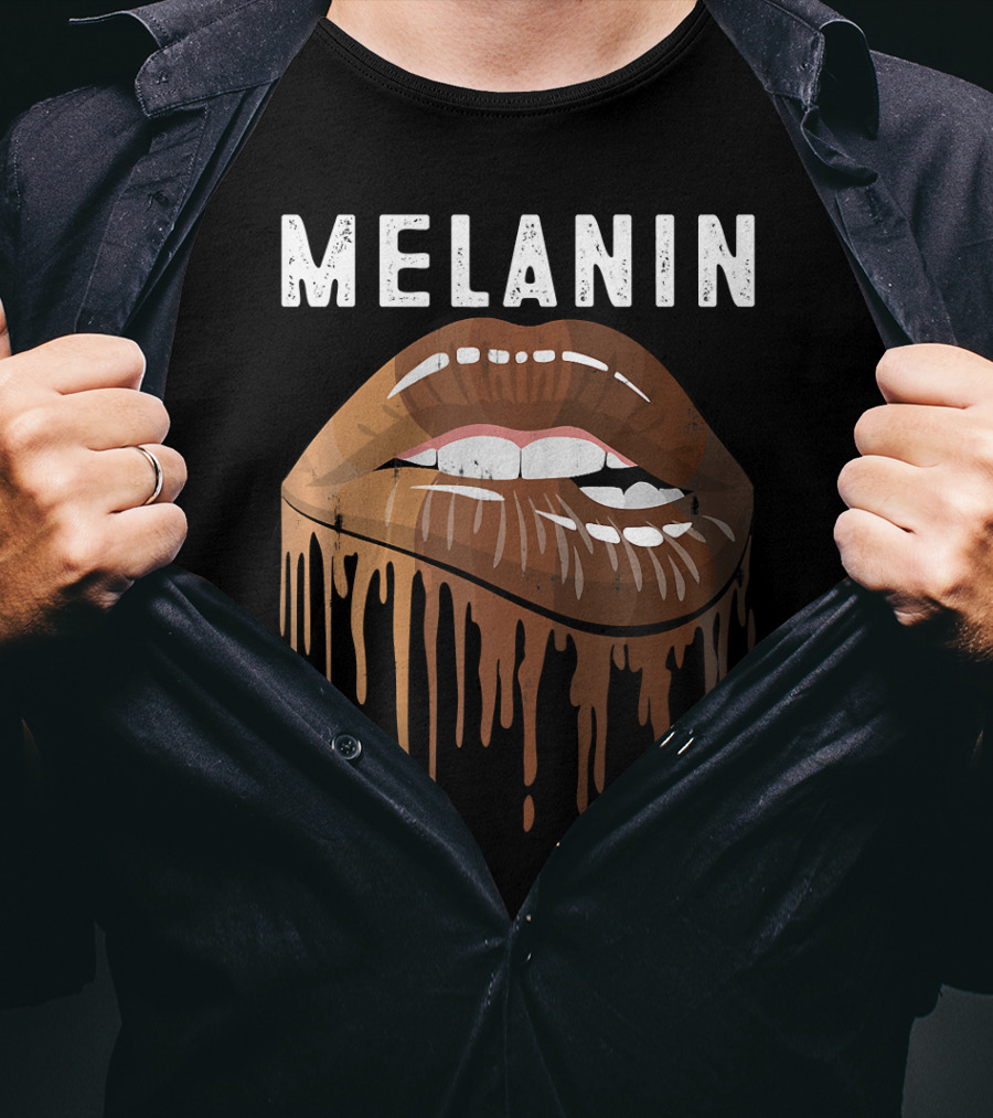 Melanin Dripping Lips Art Black History African American Pride T-Shirt