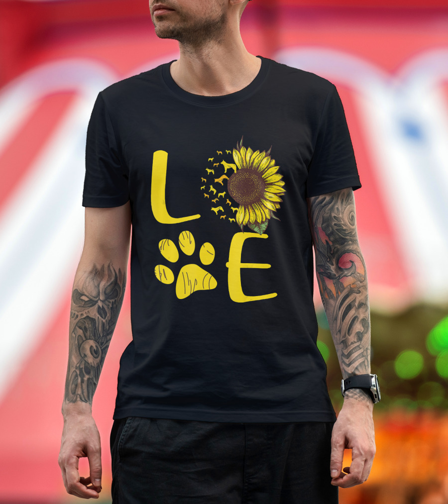 LOVE Australian Cattle Dog Paw Sunflower T-Shirt