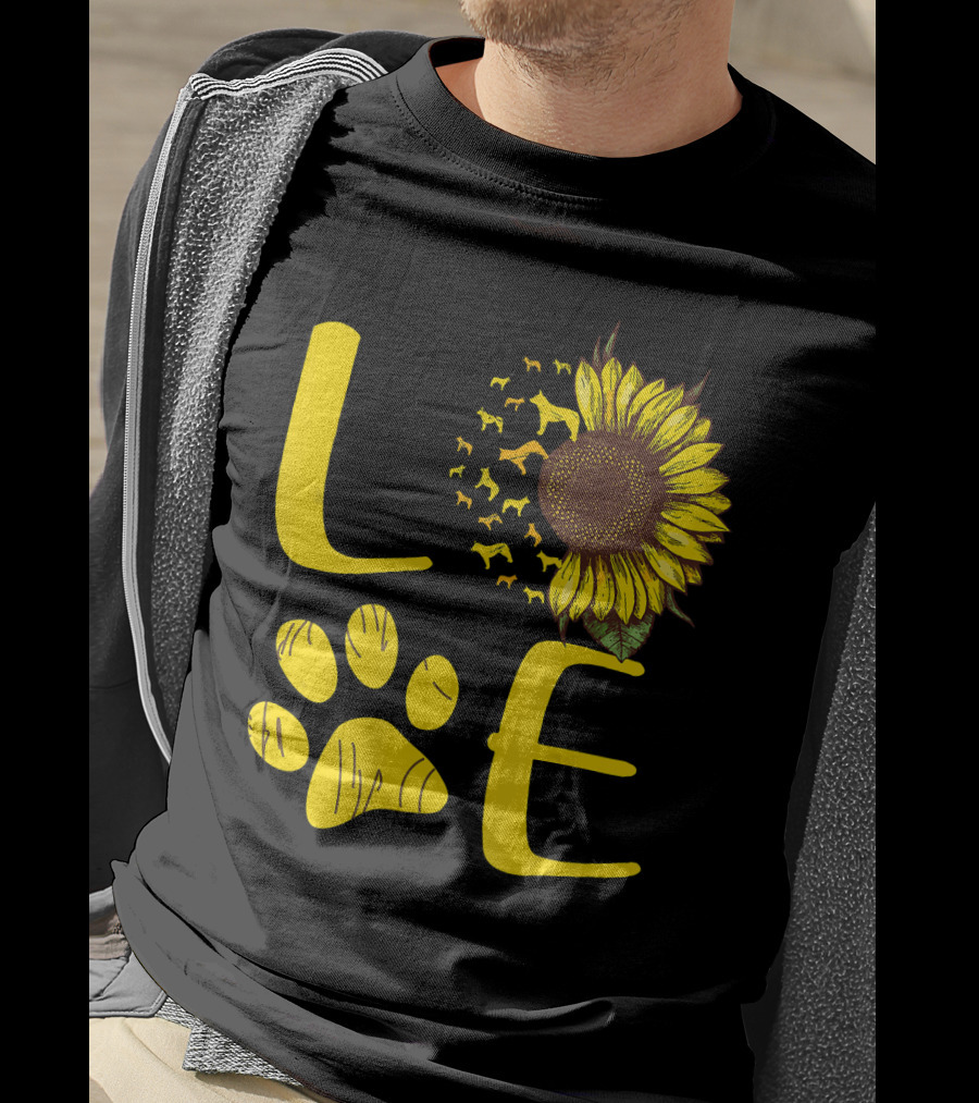 LOVE Australian Cattle Dog Paw Sunflower T-Shirt