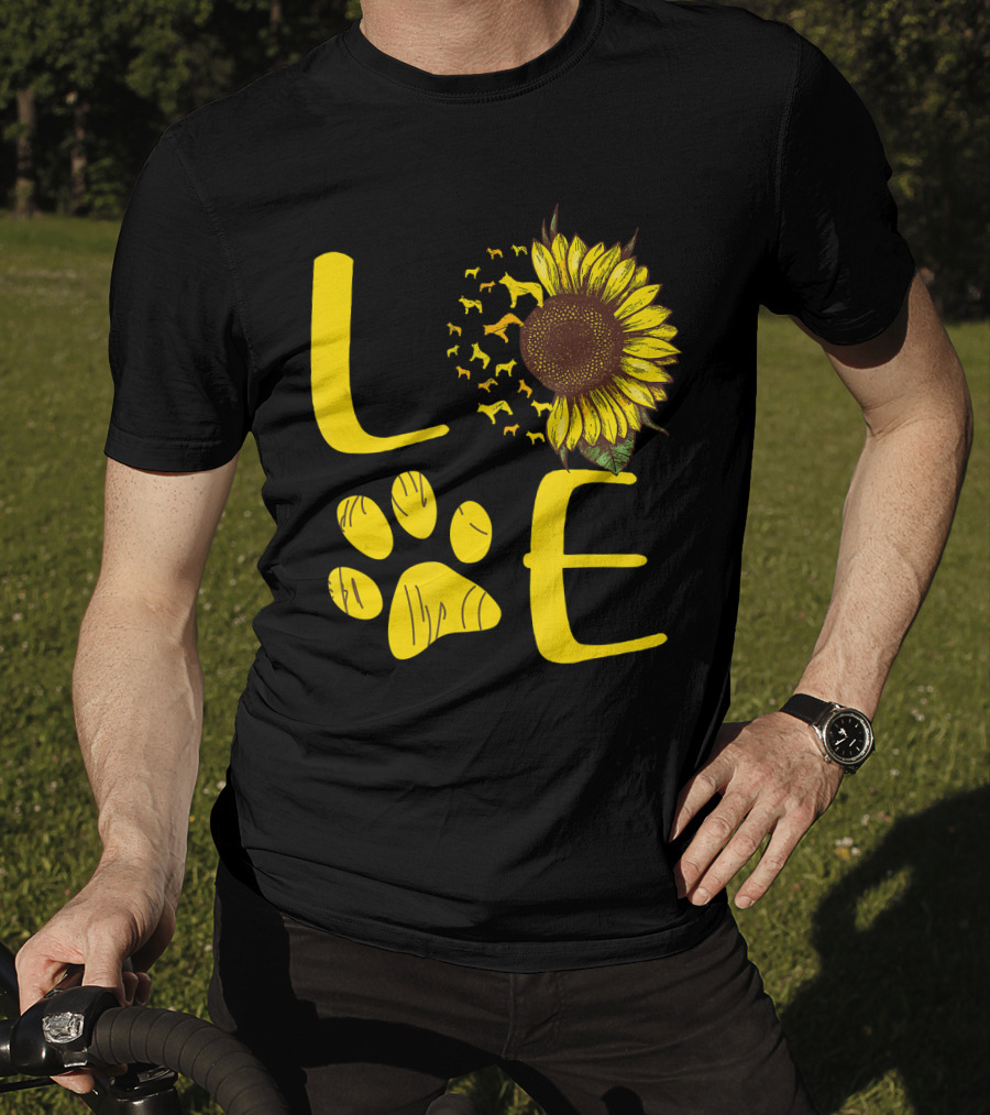 LOVE Australian Cattle Dog Paw Sunflower T-Shirt