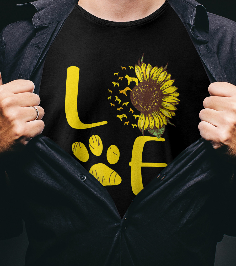 LOVE Australian Cattle Dog Paw Sunflower T-Shirt