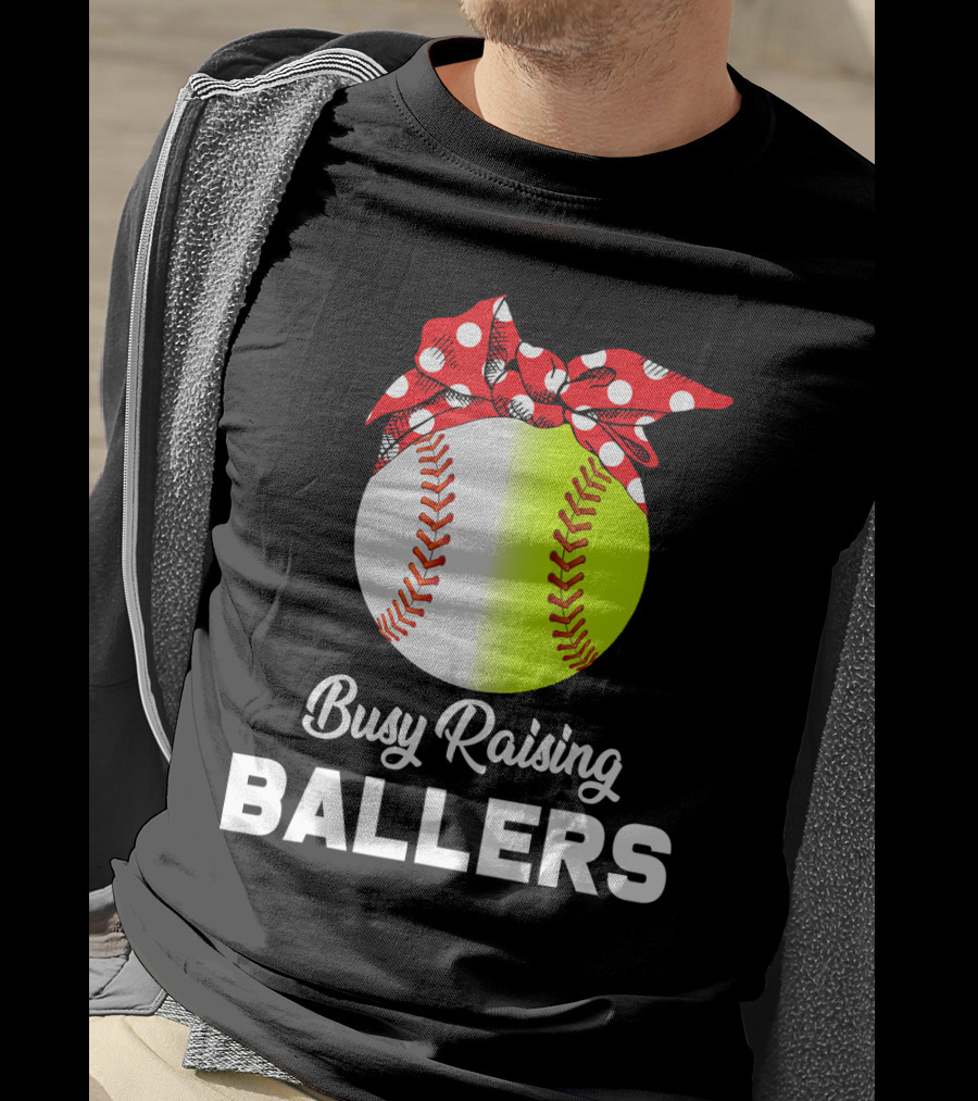 Busy Raising Ballers Baseball Softball Bow T-Shirt