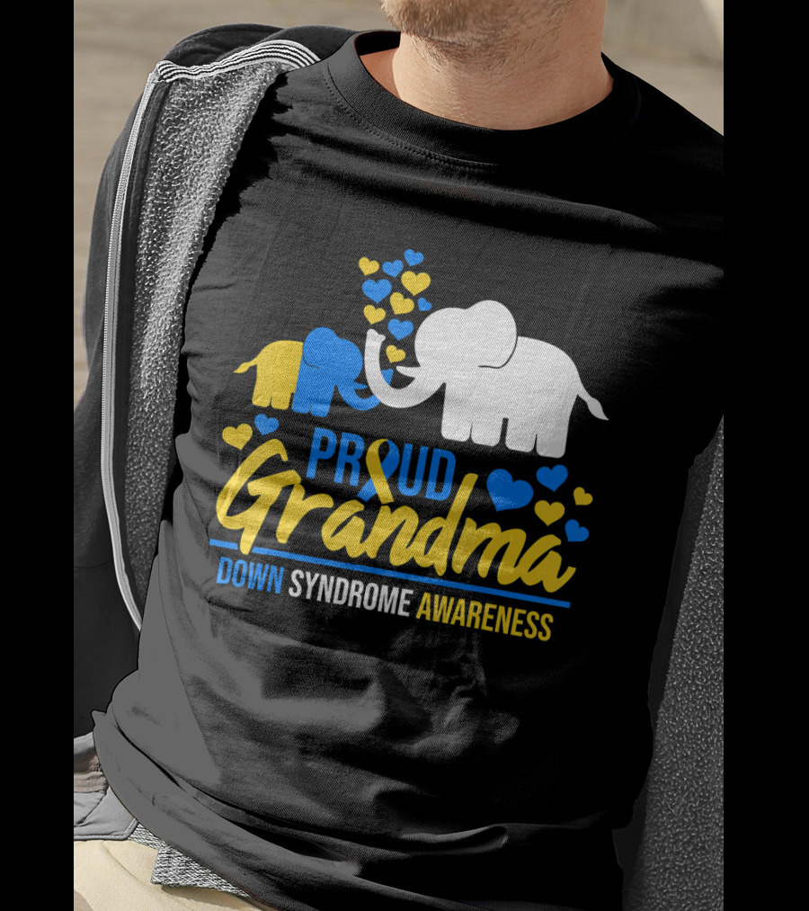 Proud Grandma Down Syndrome Awareness Elephant Hearts T-Shirt