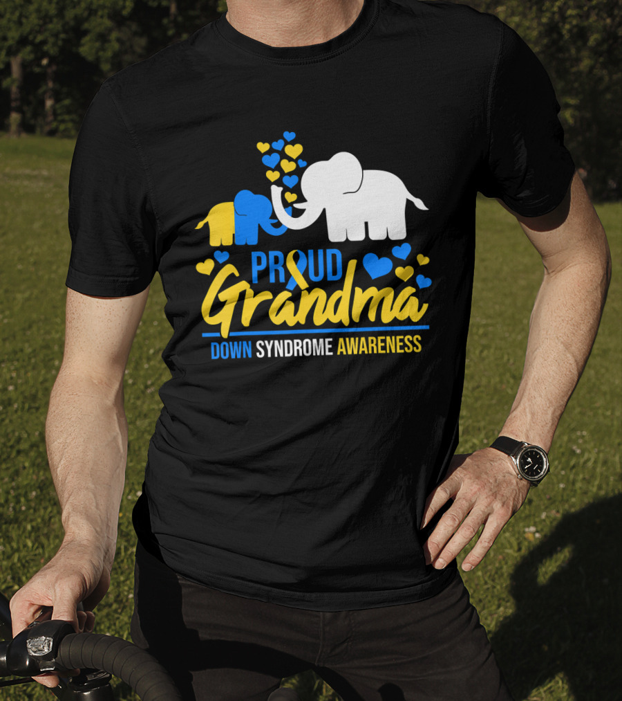 Proud Grandma Down Syndrome Awareness Elephant Hearts T-Shirt