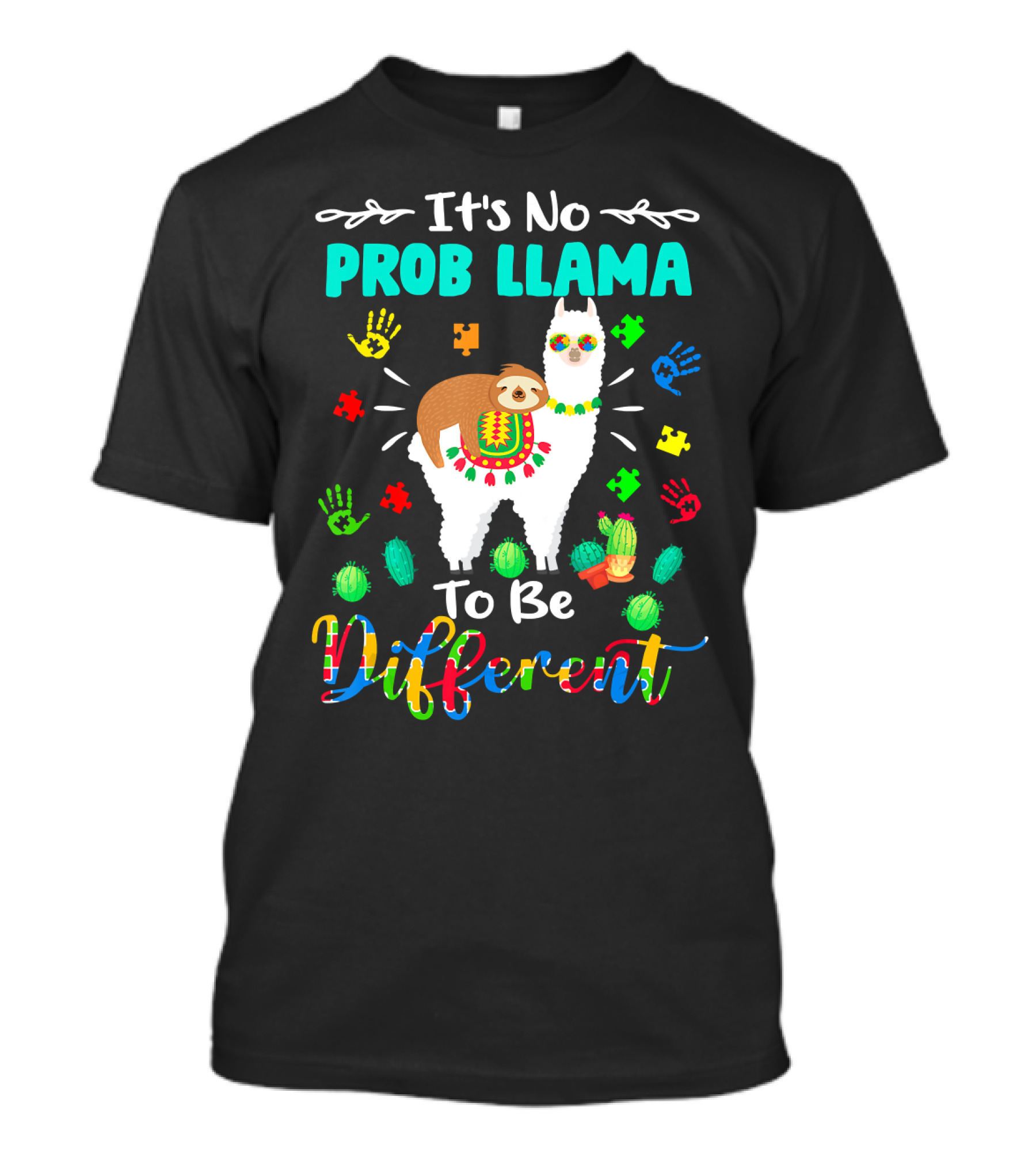 It's No Prob Llama To Be Different Autism Awareness T-Shirt