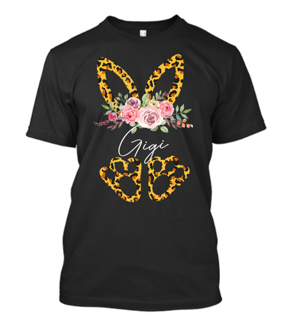 Gigi Leopard Bunny Ears Floral Easter Day T-Shirt