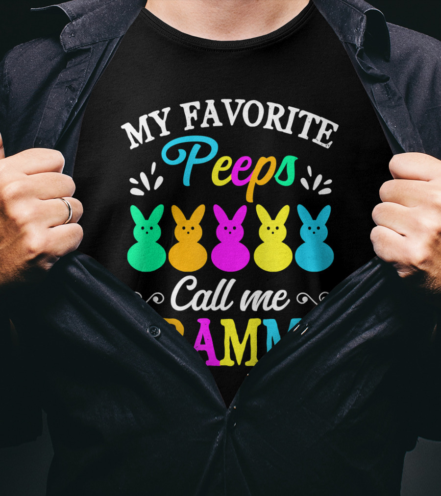 My Favorite Peeps Call Me Grammy Colorful Easter Bunnies T-Shirt