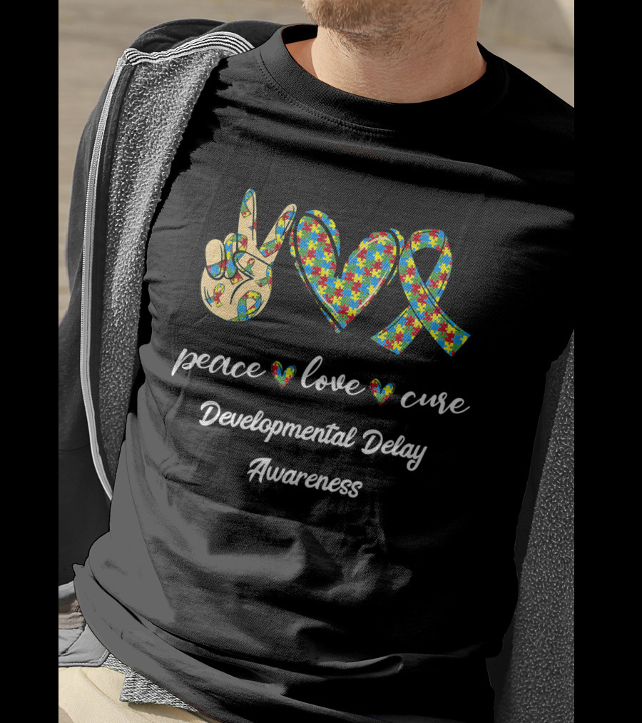Peace Love Cure Developmental Delay Awareness T-Shirt