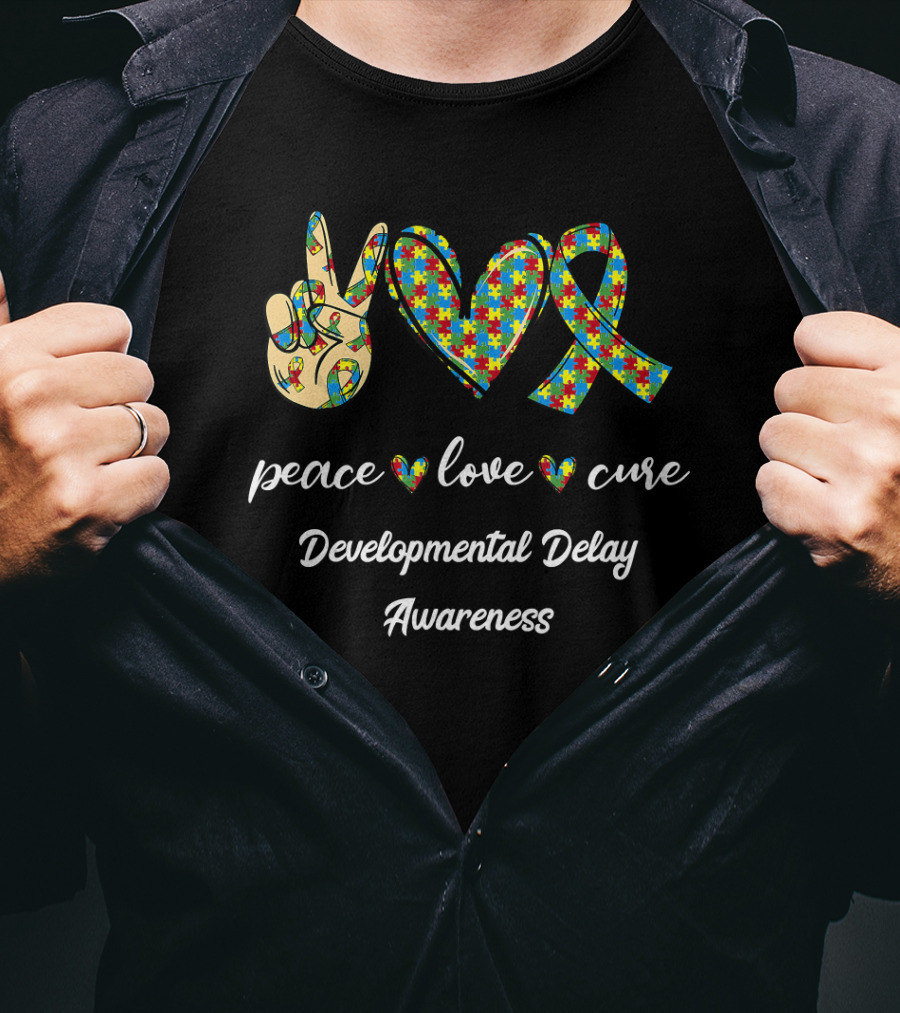 Peace Love Cure Developmental Delay Awareness T-Shirt