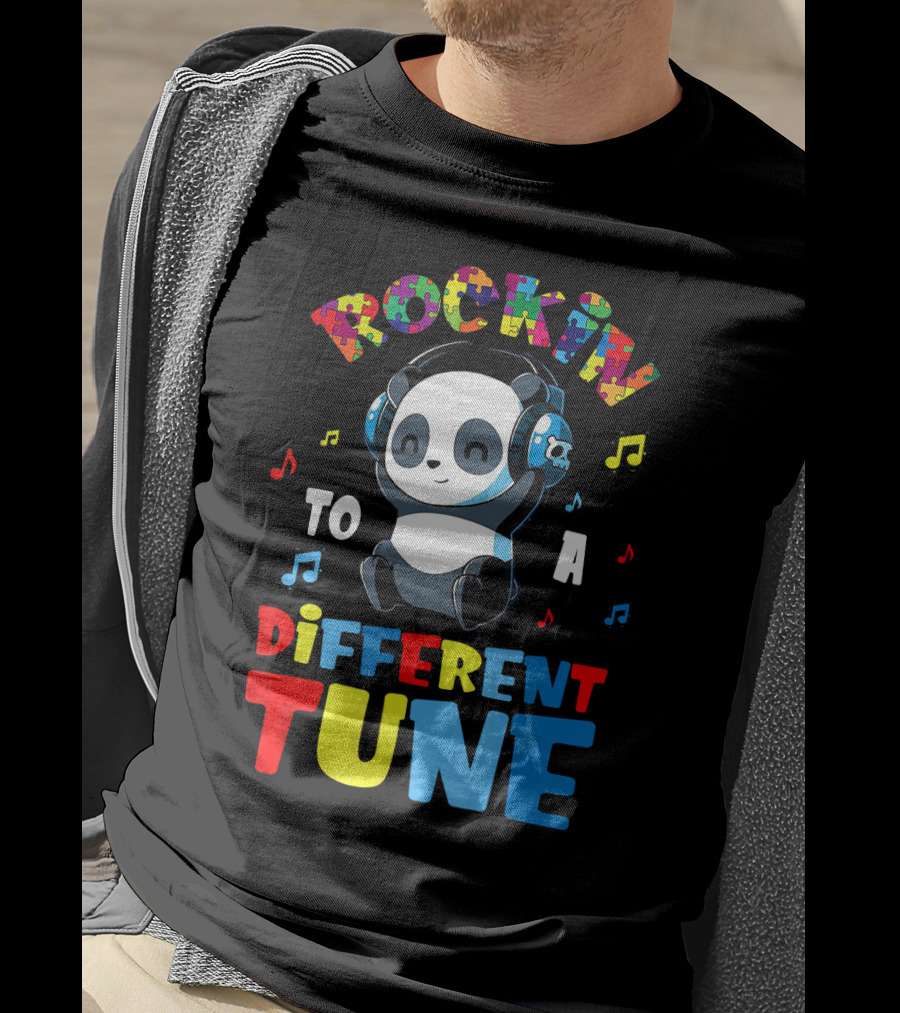 Rockin To A Different Tune Panda Autism Awareness T-Shirt