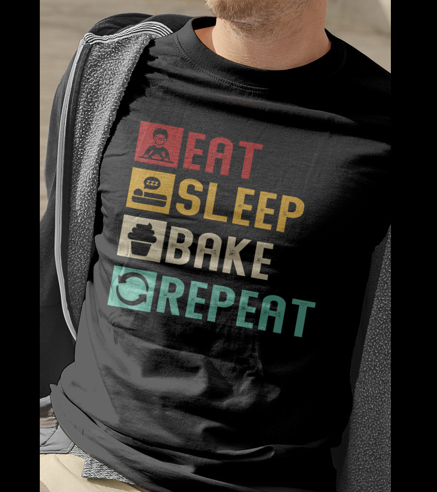 Eat Sleep Bake Repeat Vintage Baking Baker T-Shirt