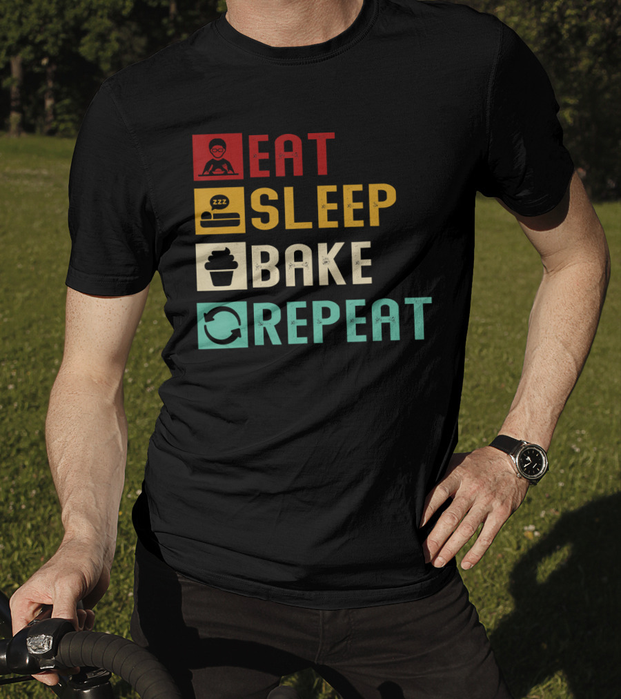 Eat Sleep Bake Repeat Vintage Baking Baker T-Shirt
