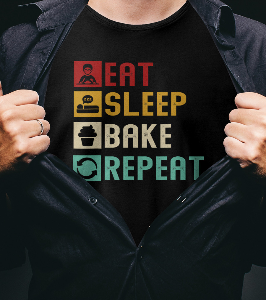 Eat Sleep Bake Repeat Vintage Baking Baker T-Shirt