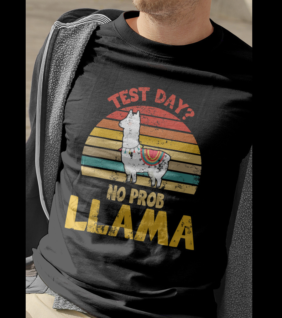 Vintage Test Day? No Prob Llama Retro Teacher T-Shirt