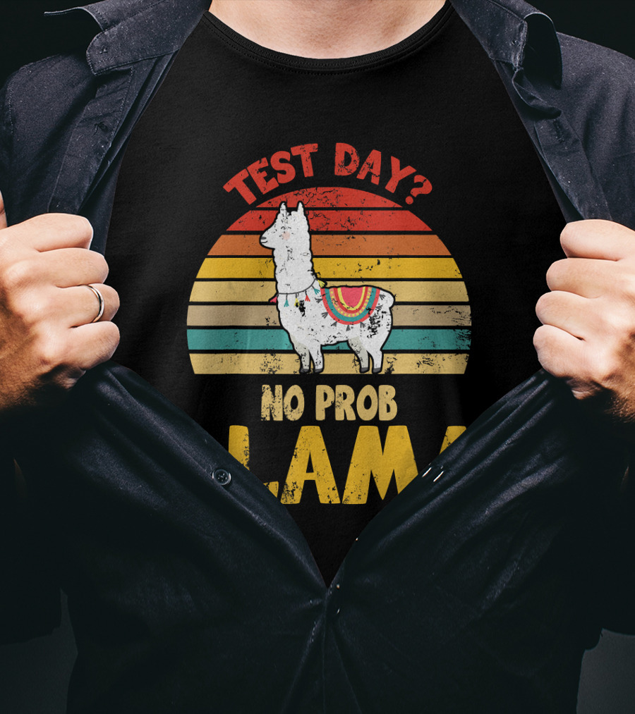 Vintage Test Day? No Prob Llama Retro Teacher T-Shirt