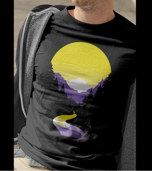 Non Binary Pride Sunset Mountain Landscape T-Shirt