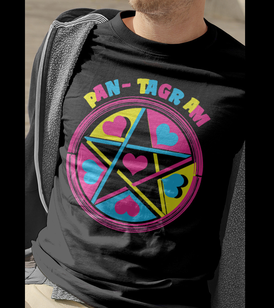 PAN-TAGRAM Hearts And Pentagram Retro T-Shirt