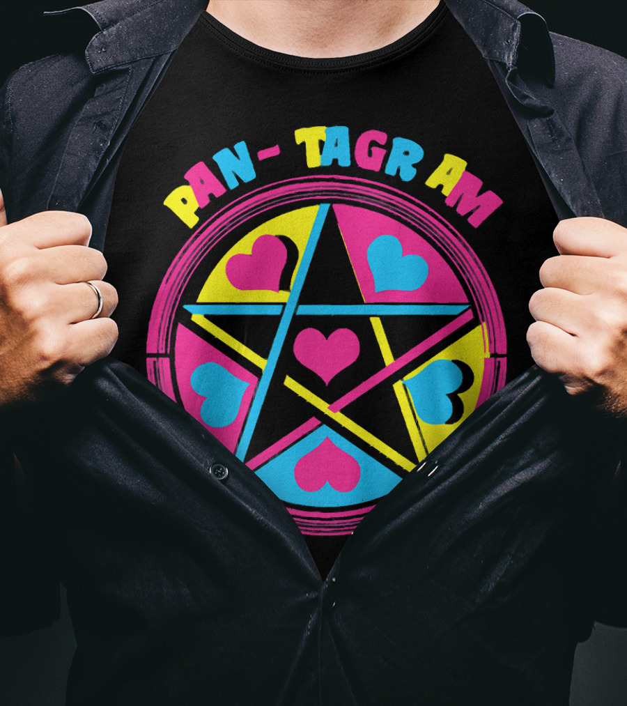 PAN-TAGRAM Hearts And Pentagram Retro T-Shirt