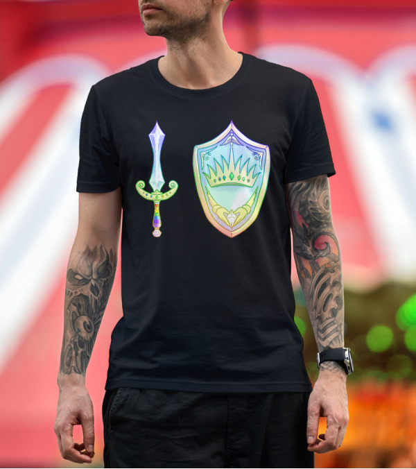 Premium T-Shirt: Rainbow Armory Crystal Sword Shield Crown T-Shirt Rainbow Armory Crystal Sword Shield Crown T-Shirt