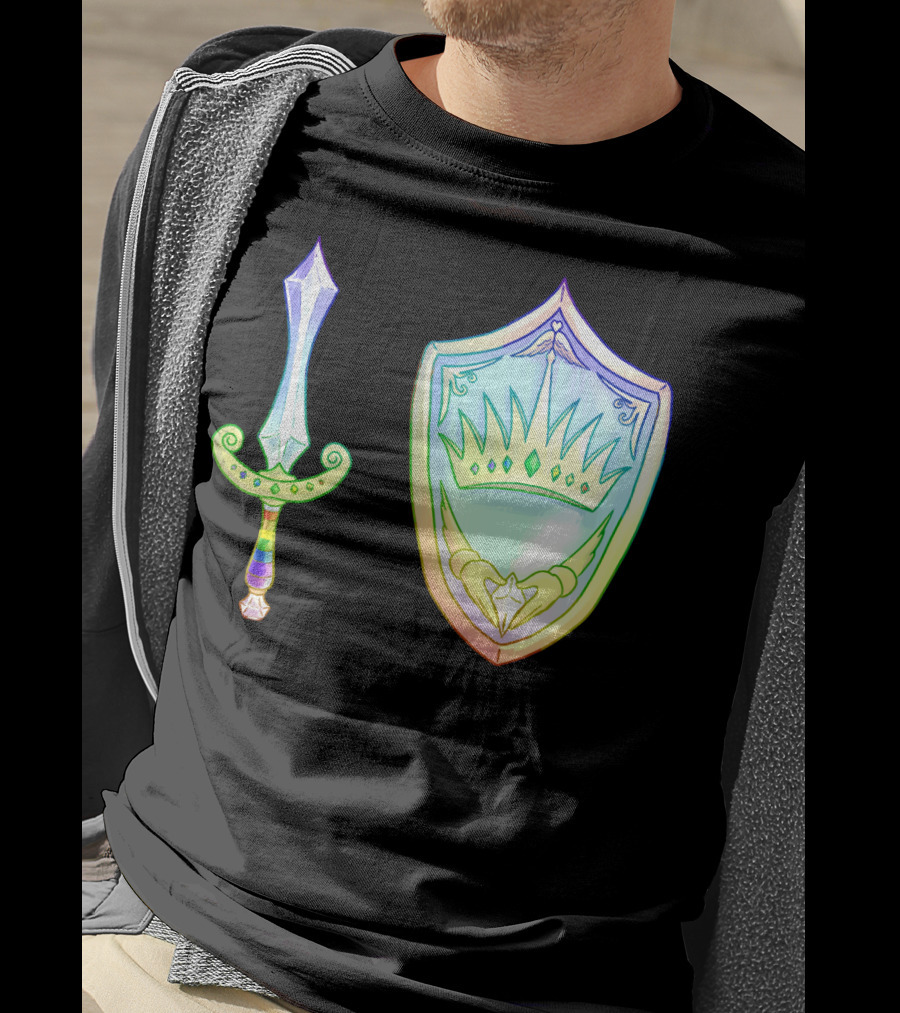 Rainbow Armory Crystal Sword Shield Crown T-Shirt