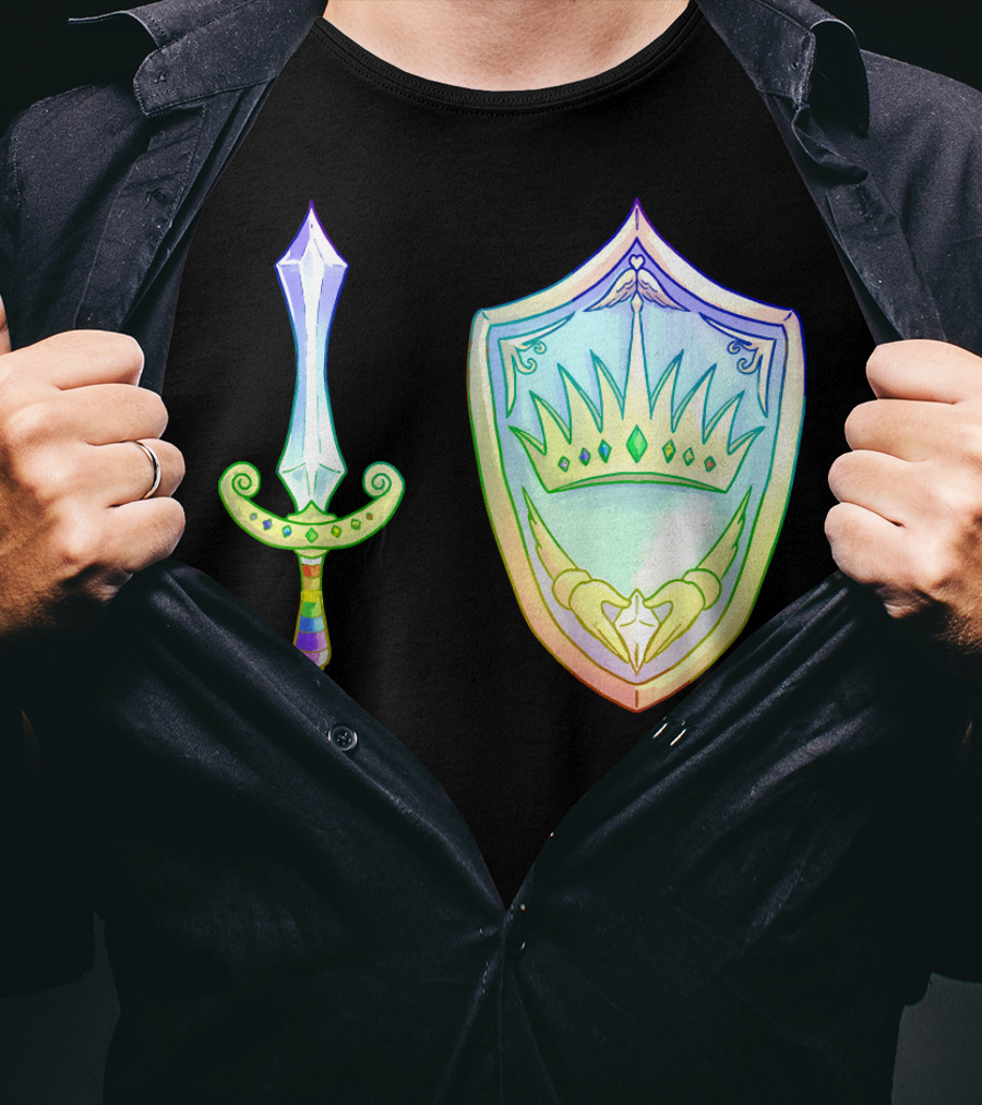 Rainbow Armory Crystal Sword Shield Crown T-Shirt