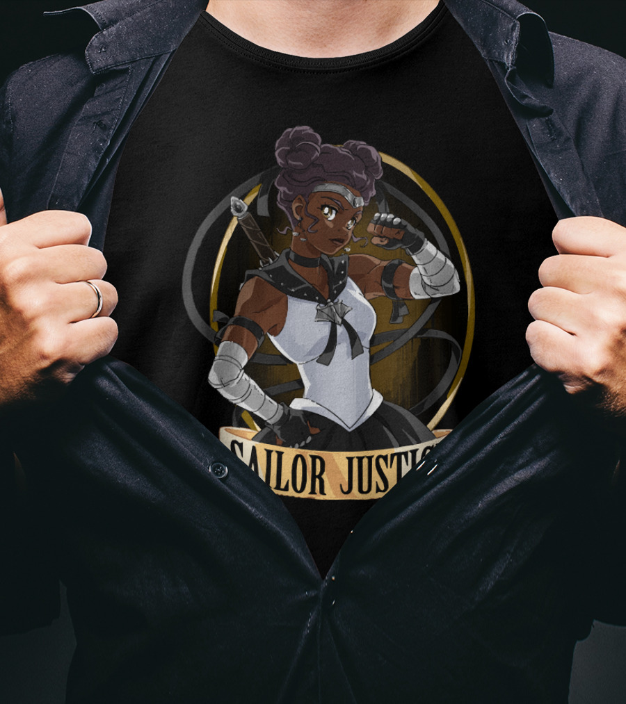 Sailor Justice Warrior With Sword And Fighting Stance T-Shirt