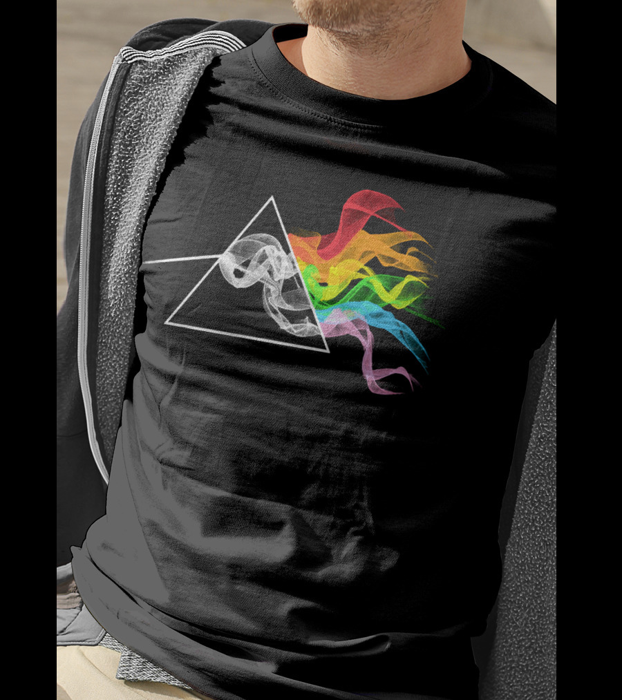 Smoking Dark Side Of The Moon Prism Rainbow Smoke T-Shirt