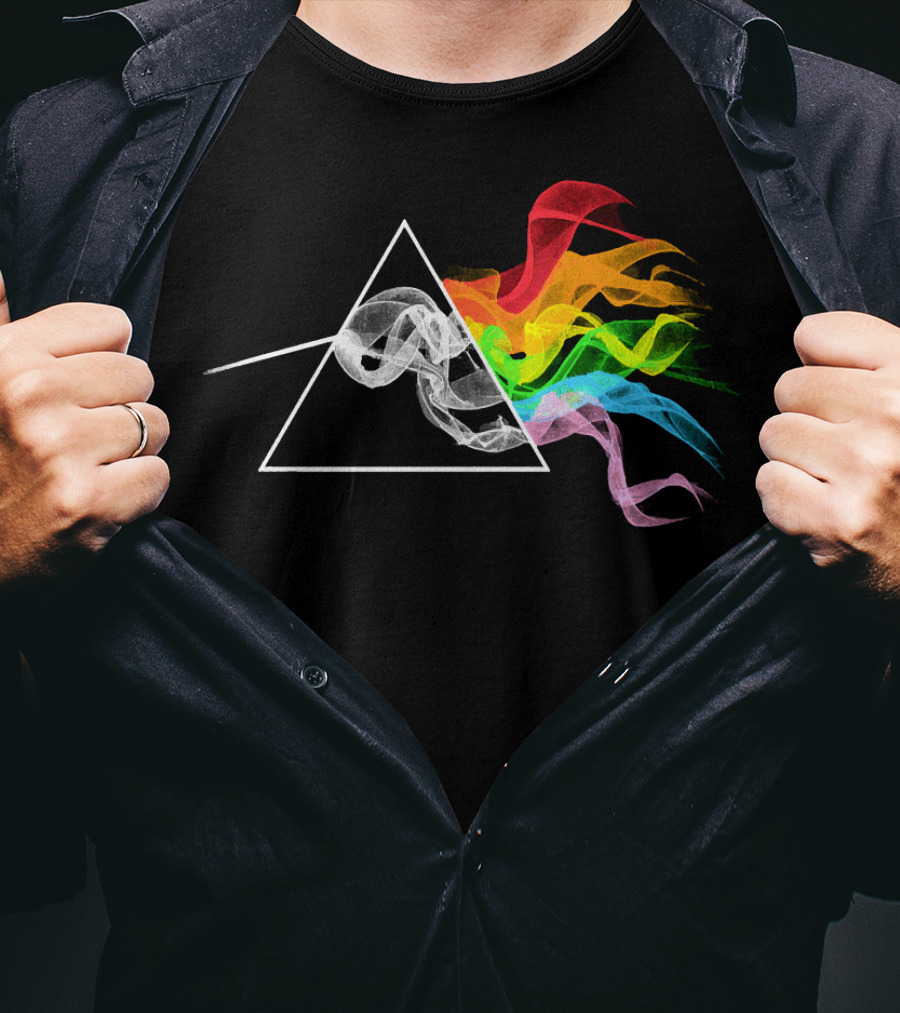 Smoking Dark Side Of The Moon Prism Rainbow Smoke T-Shirt