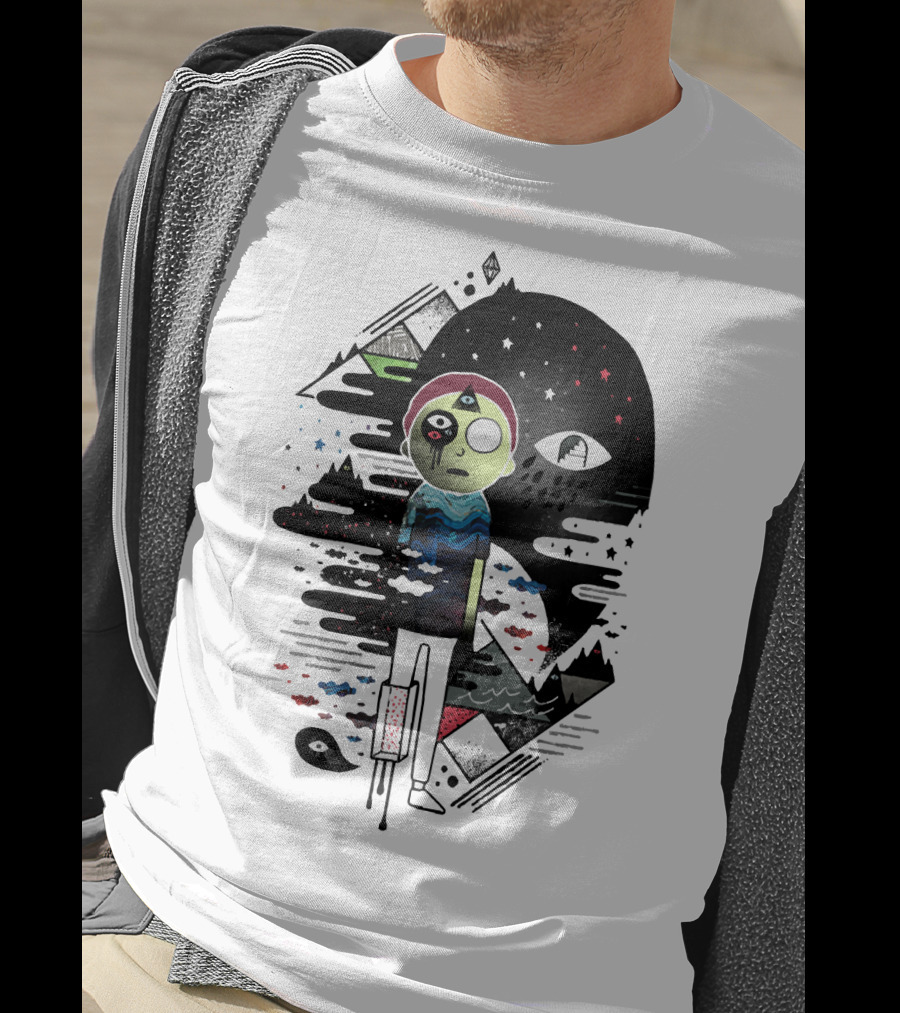 Inner Dimensional Morty Surreal Cosmic Exploration With Third Eye And Galaxy Elements T-Shirt