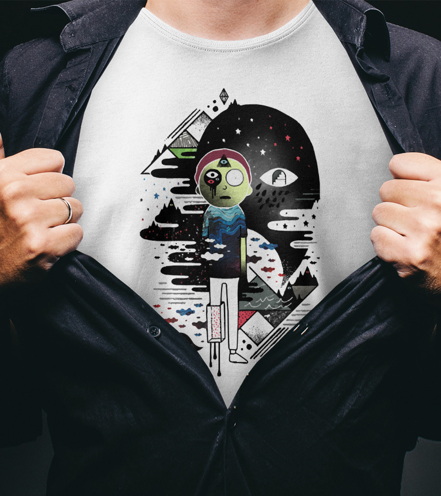 Inner Dimensional Morty Surreal Cosmic Exploration With Third Eye And Galaxy Elements T-Shirt