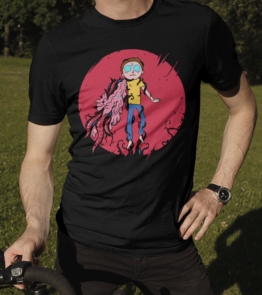 Anime Morty Tentacle Transformation Red Circle Background T-Shirt
